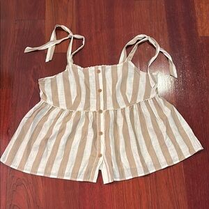 LC Lauren Conrad Beige and White Textured Top